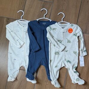 Carter's (3) footed sleepers bundle - 2 way zipper